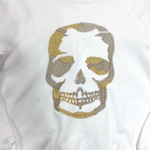 ZADIG & Voltaire Upper Skull Glitter Embroidered SweatShirt in White Size XS - Picture 5 of 10